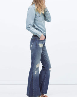 Distressed Flared 70s Jeans