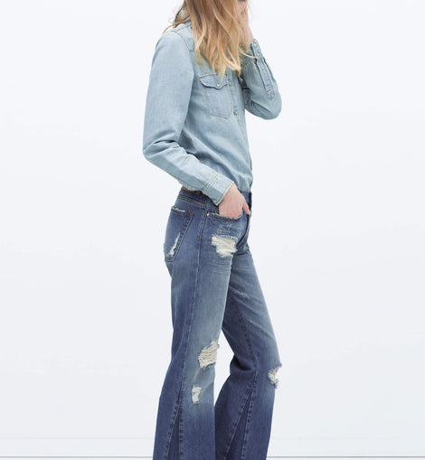 Distressed Flared 70s Jeans