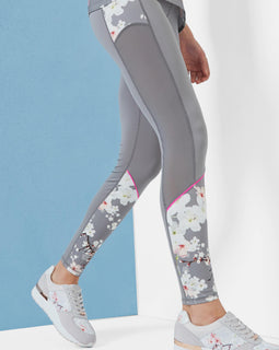 Myuni Oriental Blossom Mesh Panel Leggings